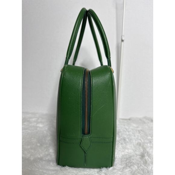 Vintage Retro Foxey Green leather bag 2 top handles zip around closure - Picture 4 of 13